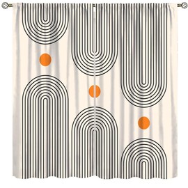 Cortinas opacas abstractas, de mediados de siglo, bohemias, geométricas minimalistas, con estampado moderno, cortinas opacas para ventana para sala de estar, recámara, cocina, juego de 2 paneles, 42 x
