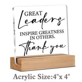 Wrpdrim Thank You Gifts for Boss Leaders Supervisor Principal, Leader Gift for Men Women, Appreciation Acrylic Office Home Signs Decorations 4 x 4 Inches