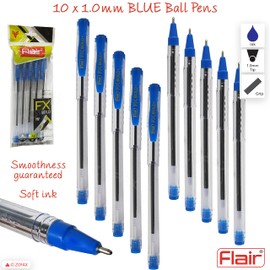 FLAIR FX 10 x 1.0mm Tip Dark BLUE Ballpoint Pens Smooth Writing Office School