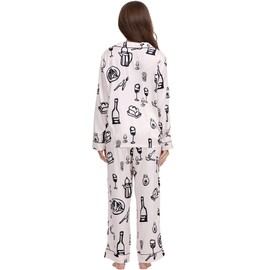 YiNi LuLu Womens Silk Satin Pajamas Set Button Down 2 Piece Pjs Set For Women Long Sleeve Oversized Sleepwear with Pockets