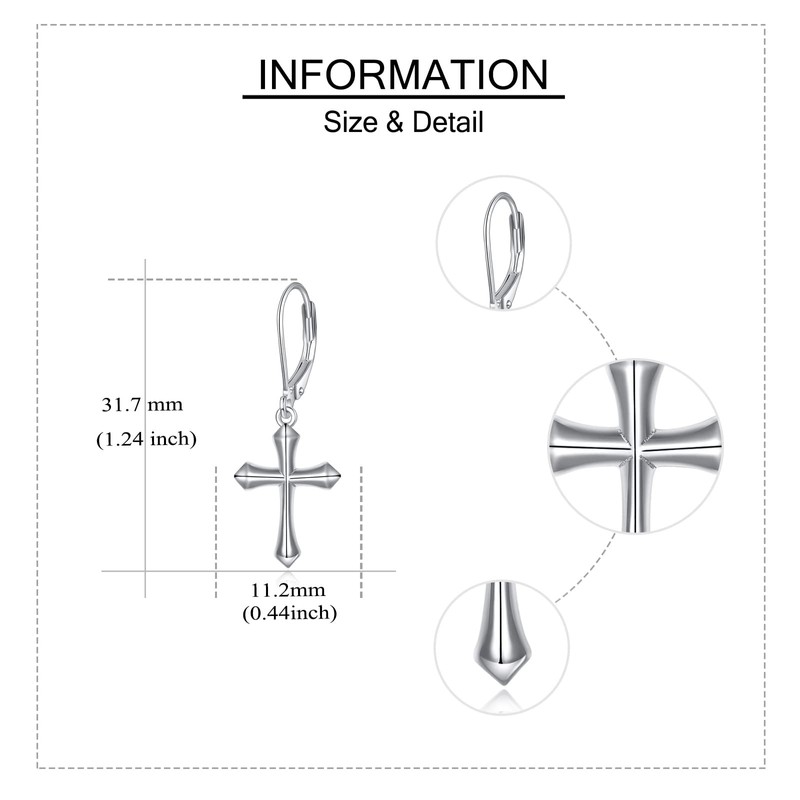 ONEFINITY Cross Earrings for Women Sterling Silver Cross Earring Cross