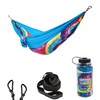 Hammock in a Bottle by Castaway Living, Tiedye Double Camping Hammock with 2 Tree Straps, 32 oz. Bottle, Triple Stitched Durable Nylon Material, Compact Design for Travel, Beach, Backyard, 400 Lbs.