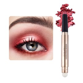 LOKFAR Eye-Shadow Stick Makeup Cosmetics Eye Brightener Stick, Rotatable Cream Eye Shadow Pencil, Glitter Shimmer Eyeshadow Stick with Soft Brush for Eye Makeup (06# Rose Red Shimmer)
