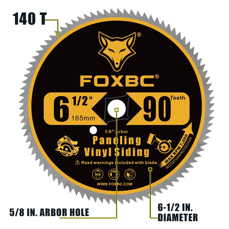 FOXBC 6-1/2 Inch 90 Tooth Circular Saw Blade for Paneling