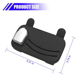 Zpana Car Sun Visor Organizer, Leather Vehicle Storage Glasses Pocket Ticket Clip, Automotive Interior Sunglasses Cards Pouch Case Bag Holder Accessories, Universal for SUV, Sedan, Truck (Black)