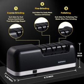 Wanvoapls Electric Knife Sharpener - 3 Stage knife Sharpener for Kitchen Knives with professional grade safety, offering fast sharpening and polishing, Sharpener is perfect for home and kitchen use