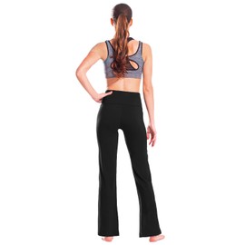 Safort 28" 30" 32" 34" Inseam Regular Tall High Waisted Bootcut Yoga Pants, 2 Pockets, Black, L
