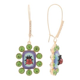 Betsey Johnson Ladybug Shepherd Hook Earrings, One Size, Metal, No Gemstone