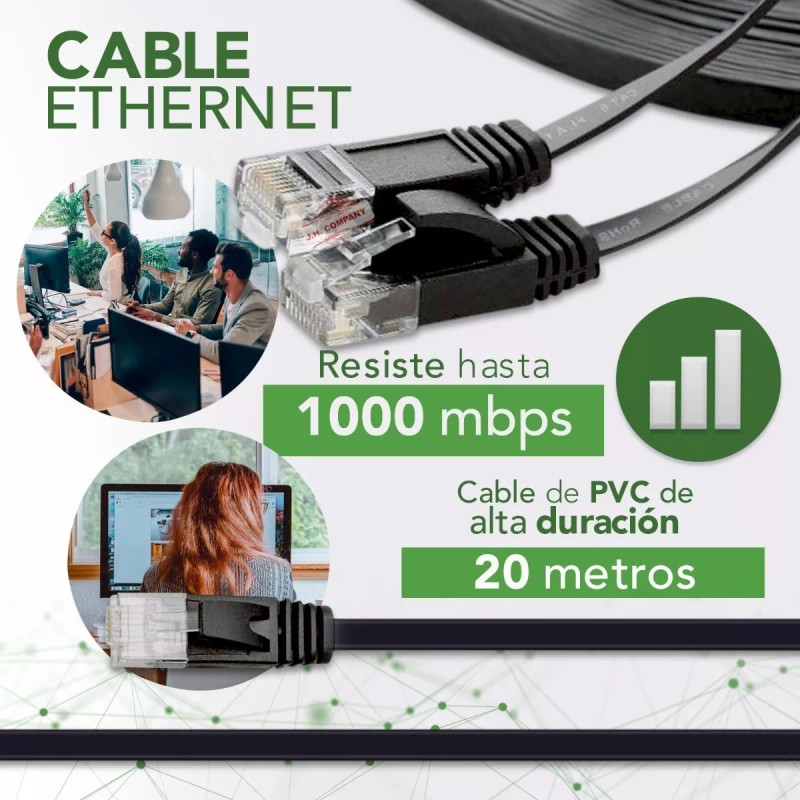 J.H. Company Cable Red Plano Categoria 6 Cat6 Rj45 Utp
