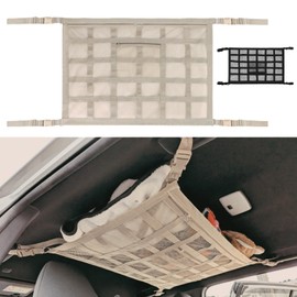 [LIUSHUYAN 30 Mass Double Layer Structure] Car Ceiling Storage Net Drip Resistant 2-Layer Cargo Net Easy Installation, Sleeping in Car, Convenient Goods, Double Zipper, Buckle Fixed, S Size (27.6 x
