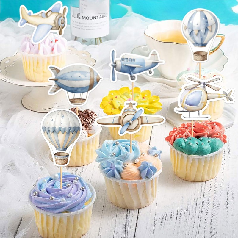 Blumomon 28 pezzi di aereo cupcake topper per palloncini a