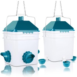 Chicken Feeder and Waterer Set,Hanging Chicken Feeder and Automatic Chicken Waterer for Chickens, Ducks, Pigeons and Quail