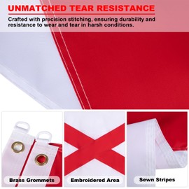 Pessbulmm Alabama 5x8 FT Sewn Stripes 4 Rows Stitching Durable Canvas Header Brass Grommets All-Weather Indoor Outdoor Vibrant Heavy Duty for Proud Display Bama