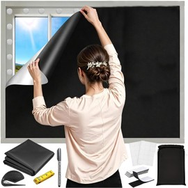 ZHEYU Persianas Opacas Portátil,400x145cm Cortinas Opacas con Aislamiento Térmico con Bolígrafo, Regla y Bolsas, Pegatinas de Doble Cara,Se Puede Cortar,Adecuado para Viaje Dormitorio Cuartos.