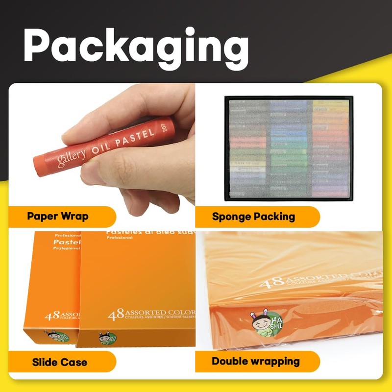 (48色) HASHI アーティスト及び専門家用人体に無害なソフトオイルパステル、スケッチ 絵画 油絵 着色 48種類のカラーセットoil pastels For professionals