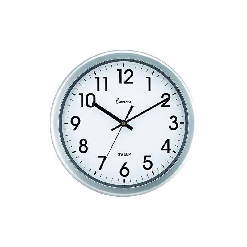 Impecca 12" Silent Wall Clock Non Ticking Sweep Movement, Metallic