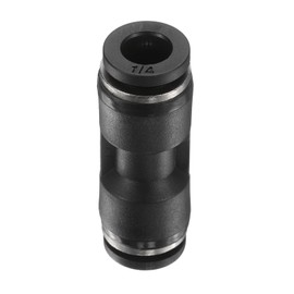 sourcing map Push to Connect Fittings 1/4" OD x 1/4" OD Straight Pneumatic Connector Zinc Alloy Quick Connect Union Two-Way Fittings for Semi Truck Trailers Air Brake System, Black