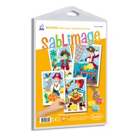 Sentosphère - BLOCKING REFILL - PIRATES - 889R - Creative Leisure Kit - 4 colouring boards with sand - Suitable for ages 4 and up - Made in France, one size