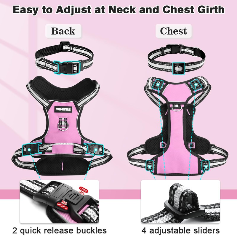 WINSEE Dog Harness No Pull, Pet Harnesses with Dog Collar,