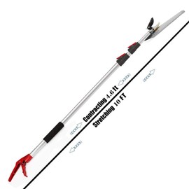 Mesoga 5.6-13 Foot Extendable Tree Pruner, Cut and Hold Pruning Trimmer, Long Reach Pole Saw, Telescoping Fruit Picker, Branches Bypass Lopper