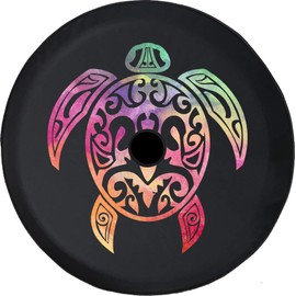 JL Spare Tire Cover Watercolor - Pastel Sea Turtle Spare Tire Cover with Backup Camera Hole BUC (Fits: JL Accessories 2018+) Size 32 Inch