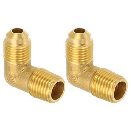 PATIKIL 90 Degree Elbow Brass Pipe Fittings, 2 Pcs 5/16" Male Flare x 1/4" NPT Male Thread Tubing Fitting Adapter Connector Tube Elbow Converter for Pipe Connection