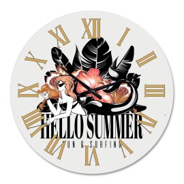 Designart 'Hello Summer  llustratiOn of Mermaid With - 36 in. high, 36 In. Wide