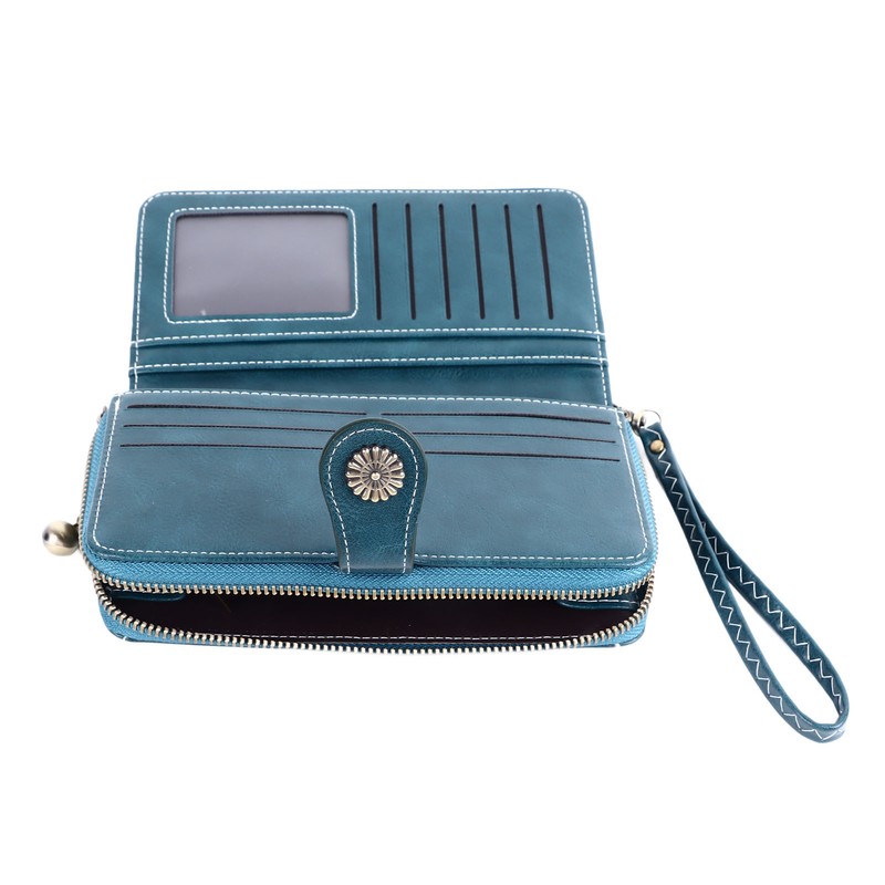 Women PU Leather Credit Card Holder Large Capacity Wallet Zipper