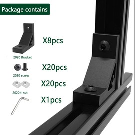 8set Heavy Duty 2020 Aluminum Extrusion Hardware Connector, Includes 8pcs Aluminum L Brackte with 16pcs of T Nut and Bolt