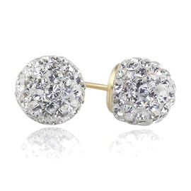 14K Yellow Gold Crystal Ball Stud Earrings Screwback (Available 6mm, 8mm), 6