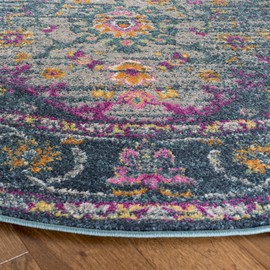SAFAVIEH Area Rug 8x10 - Madison Collection - Large - Blue & Fuchsia, Boho Chic Distressed Design, Non-Shedding & Easy Cleaning, Ideal for Living Room, Bedroom, Office, Dining Space (MAD122C)