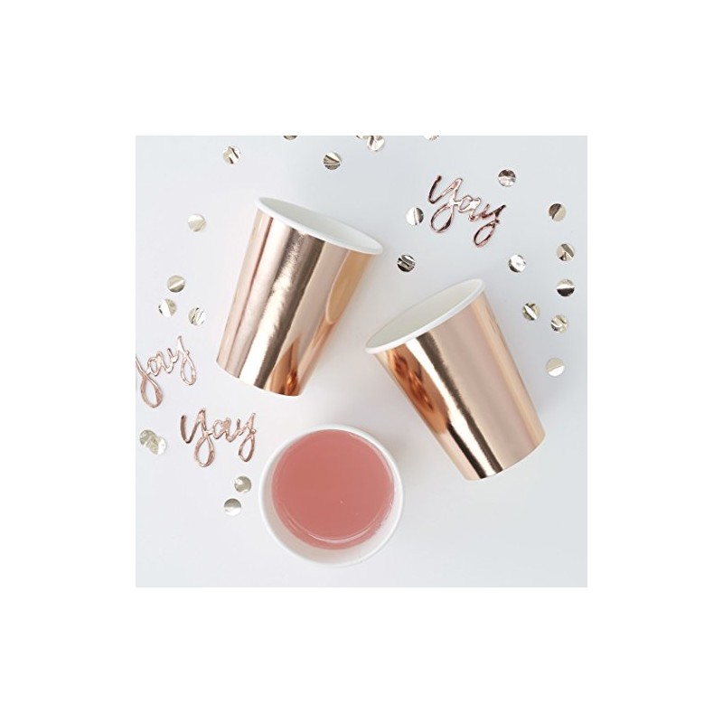 Ginger Ray Rose Gold Foiled Party Paper Cups Tableware -