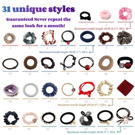 Thick Hair Ties for Women,Hair Elastics for Women,Hair Scrunchies for Girls,31Pcs Combination Pack