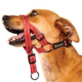 Zevey Adjustable Dog Head Halter with Safety Strap, Soft Padded Dog Head Collar for Small Medium Large Dogs, No-Pull Dog Harness for Training and Walking (Medium, Red)