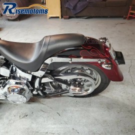 Risemotom8 Chrome Rear Turn Signal Light Relocation Mount Kit For 2003-2017 Harley Softail