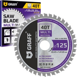 125mm Saw Blade for Wood, Sheet Metal, Aluminium, Laminate, Wood with Nails, Plastic - Cutting Disc with 22.23mm Bore - Circular Saw Blade for Fine Cutting GRAFF