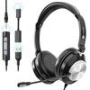 Voistek Headset with Microphone, USB/3.5 mm Type-C, Volume Control, Over-Ear
