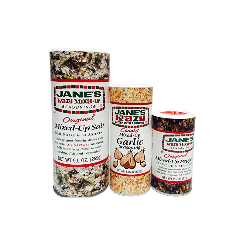 Jane's Krazy Mixed-Up Seasonings Super Bundle- 3 Items - Salt