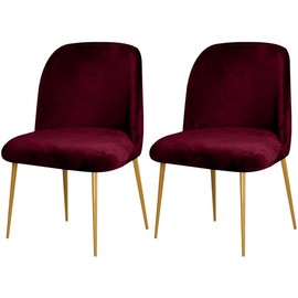 VIENLOVE 2 Pack Velvet Dining Room Chair Slipcovers Washable Removable Stretch Short Back Armless Curved Chair Protector for Home Decor Living Room