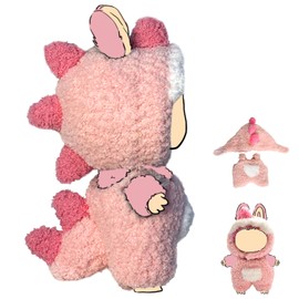 LUFZFEU 2025 New 17cm Doll Clothes, Cute Outfits for Clothes Set, Keychain Accessories for 17cm Doll, Faking Animal Style Doll Outfit Jumpsuit (Pink Dinosaurs)