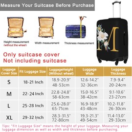 HAUYE Flower Letter J Black Luggage Cover with Luggage Tag Elastic Washable Stretch Suitcase Protector Anti-Scratch Travel Suitcase Cover for Kid and Adult L (for 25-28 inch suitcase)