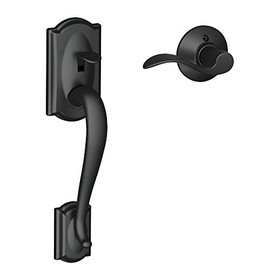 SCHLAGE FE285 CAM 622 Acc RH Camelot Trim Lower Half Front Entry Handleset with Accent Right Hand Lever, Matte Black