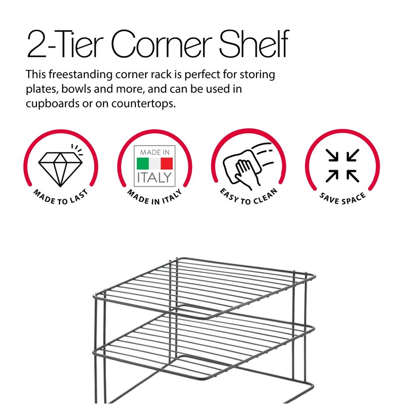 Metaltex Palio Lava corner cabinet insert 2-level 25x25x19cm TouchTherm, black,