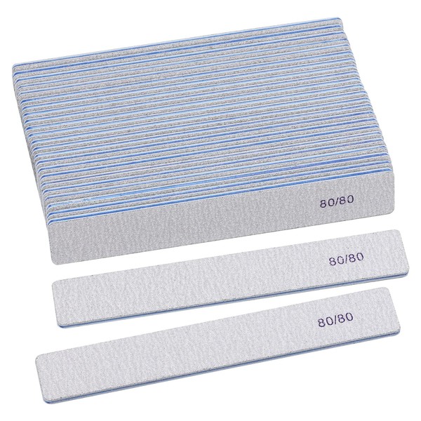 25 Count 80 Grit Rectangle Nail Files for Acrylic Nails,