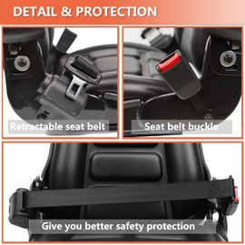 TICSEA Universal Fold Down Forklift Seat,Micro Switch,Armrest And Safety Belt,for Tractor,Excavator Skid Loader Backhoe Dozer Telehandler