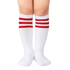 American Trends Kids Cheer Socks Girls for Cheerleaders Red and White Girls Cheerleading Toddler Tube Socks 1 Pack White Red 6-9 Years