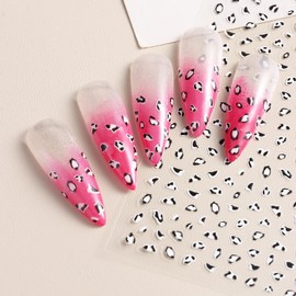 Leopard Print Nail Stickers Fall Nail Decals with Brown Pink Black Animal Print Zebra Print Designs Autumn Stickers DIY Nail Art Decoration Nails Art Supplies 6Pcs