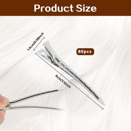 Pack of 80 Women's Hair Clips, 9 cm Hair Clips, Hairdressing Supplies, Hair Clips, Silver Hair Clips, Hair Clips, Hairdresser Ladies, Metal Section Clips, Hairdresser for Hairdressing Salon, Hair