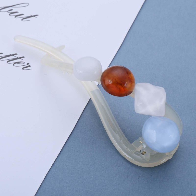 Jugielu Large Gemstone Hair Clips White Acrylic Hair Barrette Clip