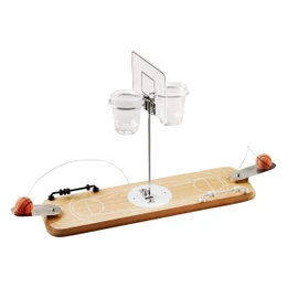 Hammer + Axe 2-Player Wooden Basketball Game, Vintage-Inspired Tabletop Hoops, 2 Shot Glass Baskets for Extra Fun, Drinking Game for Adults, Perfect for Bar or Man Cave, Keep Score with Sliding Rings